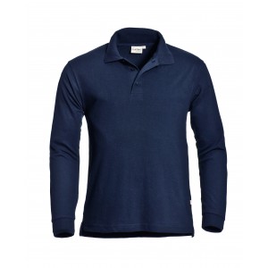 Santino poloshirt Matt, lange mouw, blauw Maat M 