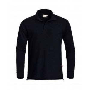 Santino poloshirt Matt, lange mouw, zwart Maat L 